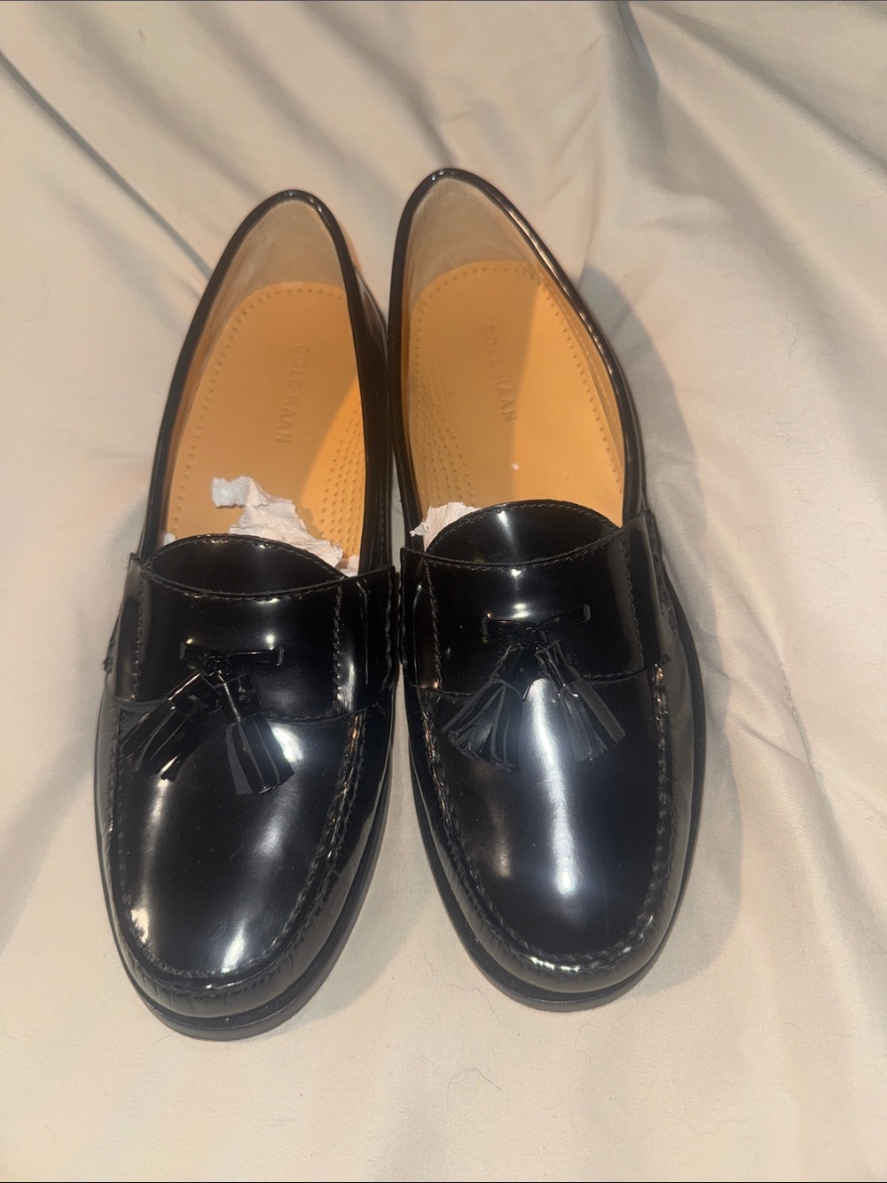 Brand new Cole Haan Black Patent Leather Tassel Slip-On Loafers